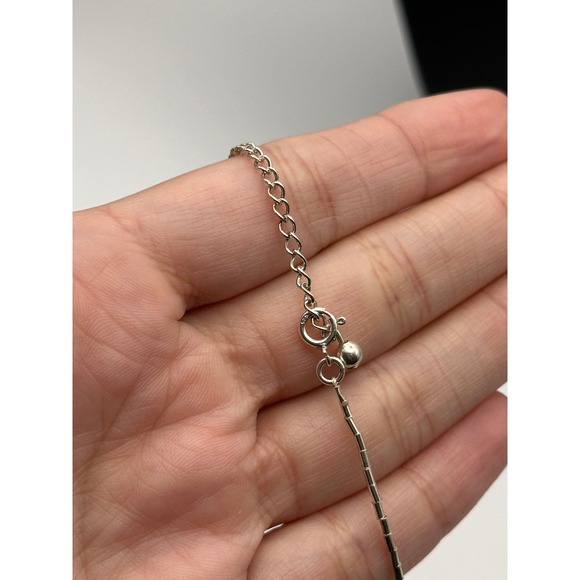 Vintage Avon Sterling Silver Genuine Onyx and Hematite Drop Necklace 16-18" 2002 - Picture 4 of 7